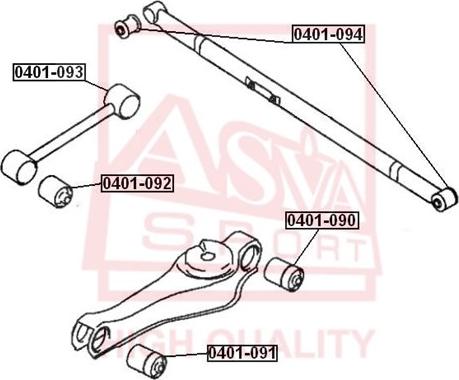 ASVA 0401-091 - Сайлентблок, рычаг подвески колеса autosila-amz.com