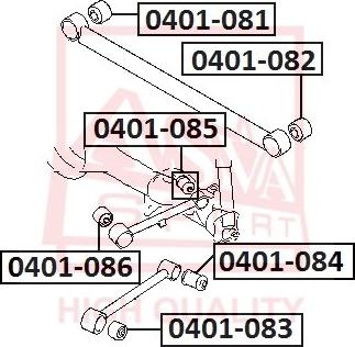 ASVA 0401-084 - Сайлентблок, рычаг подвески колеса autosila-amz.com