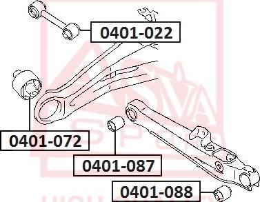 ASVA 0401-088 - Сайлентблок, рычаг подвески колеса autosila-amz.com