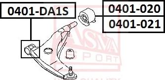 ASVA 0401-DA1S - Сайлентблок, рычаг подвески колеса autosila-amz.com