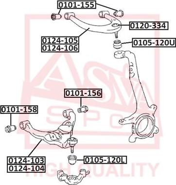 ASVA 0101-155 - Сайлентблок, рычаг подвески колеса autosila-amz.com