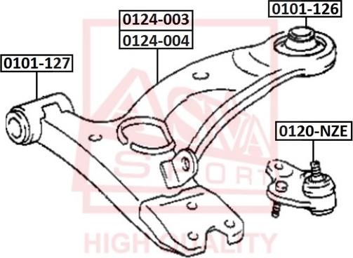 ASVA 0101-127 - Сайлентблок, рычаг подвески колеса autosila-amz.com