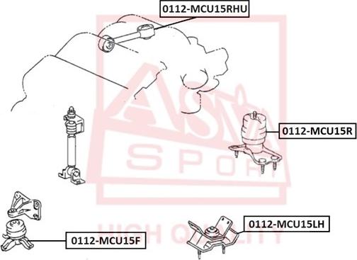 ASVA 0112-MCU15LH - Подушка, опора, подвеска двигателя autosila-amz.com