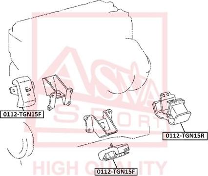 ASVA 0112-TGN15F - Подушка, опора, подвеска двигателя autosila-amz.com