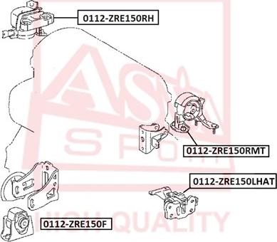 ASVA 0112-ZRE150RMT - Подушка, опора, подвеска двигателя autosila-amz.com