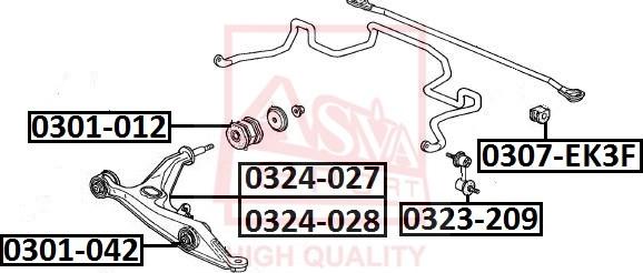 ASVA 0307-EK3F - Втулка стабилизатора autosila-amz.com