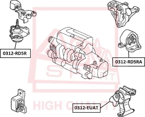 ASVA 0312-RD5RA - Подушка, опора, подвеска двигателя autosila-amz.com