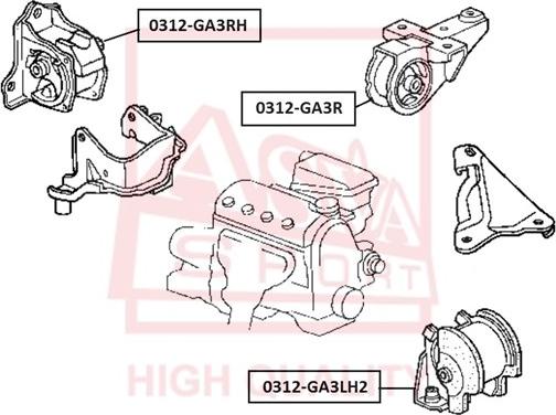 ASVA 0312-GA3R - Подушка, опора, подвеска двигателя autosila-amz.com