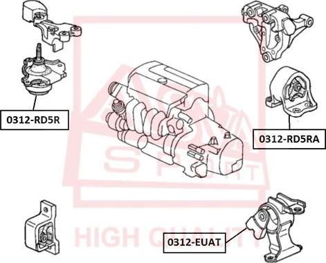 ASVA 0312-RD5R - Подушка, опора, подвеска двигателя autosila-amz.com