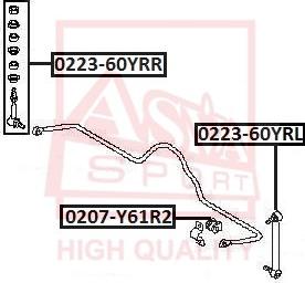 ASVA 0223-60YRL - ТЯГА СТАБИЛИЗАТОРА ЗАДНЯЯ ЛЕВАЯ autosila-amz.com