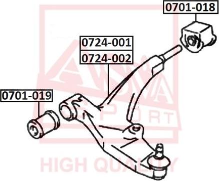 ASVA 0701-018 - Сайлентблок, рычаг подвески колеса autosila-amz.com