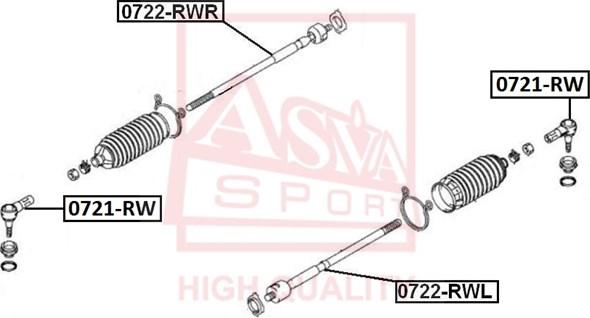 ASVA 0721-RW - Наконечник рулевой тяги, шарнир autosila-amz.com
