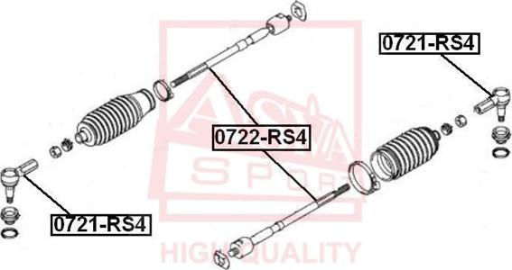 ASVA 0722-RS4 - Осевой шарнир, рулевая тяга autosila-amz.com