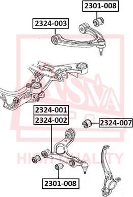 ASVA 2301-008 - Сайлентблок, рычаг подвески колеса autosila-amz.com