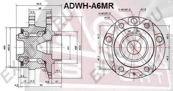 ASVA ADWH-A6MR - Ступица колеса, поворотный кулак autosila-amz.com