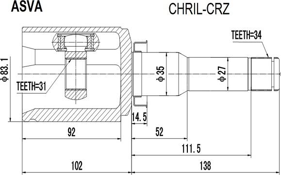 ASVA CHRIL-CRZ - Шарнирный комплект, ШРУС, приводной вал autosila-amz.com