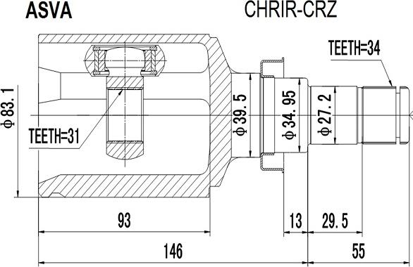 ASVA CHRIR-CRZ - Шарнирный комплект, ШРУС, приводной вал autosila-amz.com