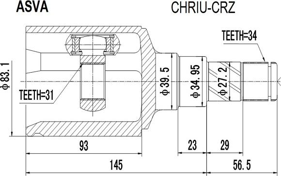 ASVA CHRIU-CRZ - Шарнирный комплект, ШРУС, приводной вал autosila-amz.com