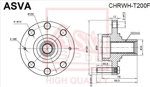 ASVA CHRWH-T200F - Ступица колеса, поворотный кулак autosila-amz.com