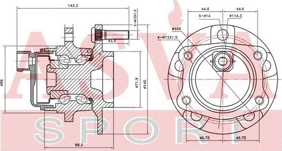 ASVA DGWH-VGRR - DGWH-VGRR CHRYSLER Voyager 3.3 2000.02> Ступица колеса autosila-amz.com