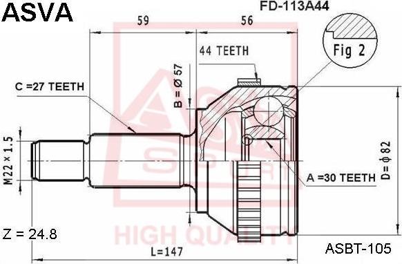 ASVA FD-113A44 - Шарнирный комплект, ШРУС, приводной вал autosila-amz.com