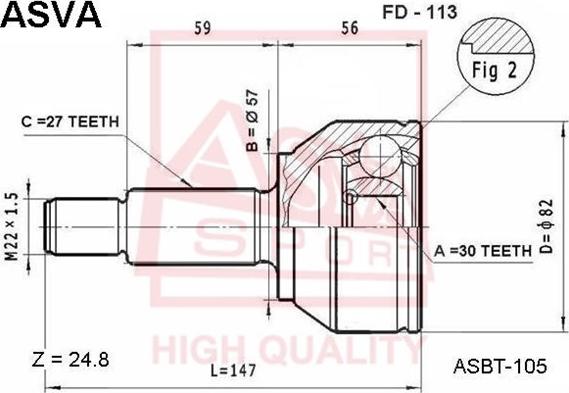 ASVA FD-113 - Шарнирный комплект, ШРУС, приводной вал autosila-amz.com