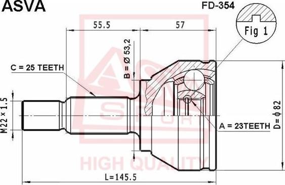 ASVA FD-354 - Шарнирный комплект, ШРУС, приводной вал autosila-amz.com