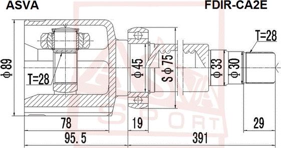 ASVA FDIR-CA2E - ШРУС внутренний правый 28x33x28 autosila-amz.com