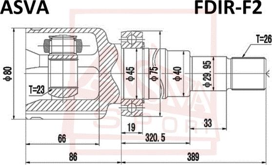 ASVA FDIR-F2 - Шрус внутренний правый 23x40x26 FORD FOCUS II 2004< 1 6-1 8 AT/2 0MT MTX75 autosila-amz.com