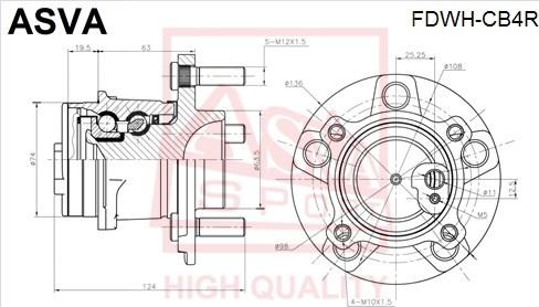 ASVA FDWH-CB4R - Ступица колеса, поворотный кулак autosila-amz.com