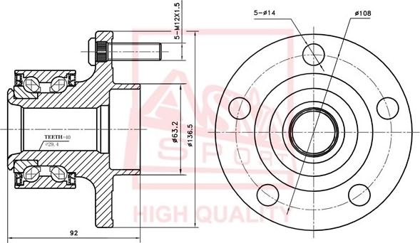 ASVA FDWH-CBF - Ступица колеса, поворотный кулак autosila-amz.com