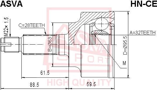 ASVA HN-CE - Шарнирный комплект, ШРУС, приводной вал autosila-amz.com