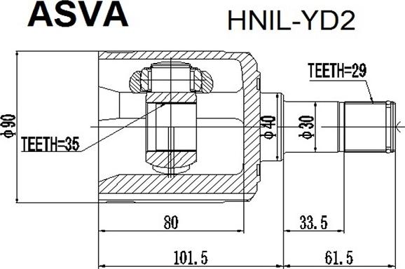 ASVA HNIL-YD2 - Шарнирный комплект, ШРУС, приводной вал autosila-amz.com