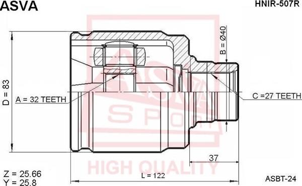 ASVA HNIR-507R - Шарнирный комплект, ШРУС, приводной вал autosila-amz.com