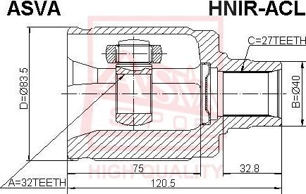 ASVA HNIR-ACL - Шарнирный комплект, ШРУС, приводной вал autosila-amz.com