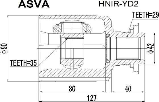 ASVA HNIR-YD2 - Шарнирный комплект, ШРУС, приводной вал autosila-amz.com