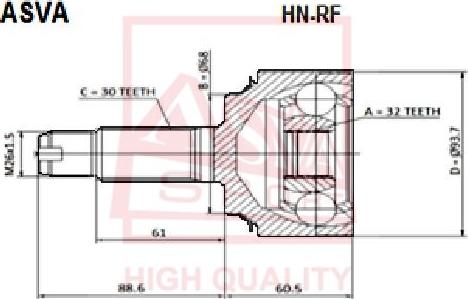 ASVA HN-RF - Шарнирный комплект, ШРУС, приводной вал autosila-amz.com