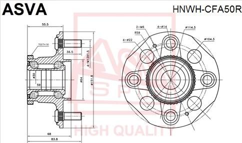 ASVA HNWH-CFA50R - Ступица колеса, поворотный кулак autosila-amz.com