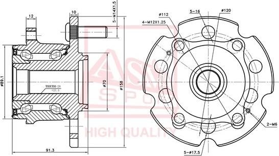 ASVA HNWH-P2R - Ступица колеса, поворотный кулак autosila-amz.com