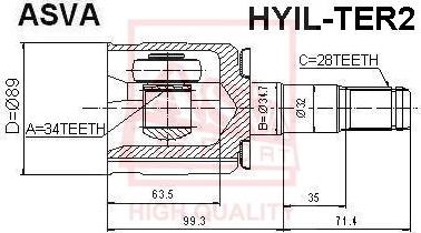 ASVA HYIL-TER2 - Шарнирный комплект, ШРУС, приводной вал autosila-amz.com