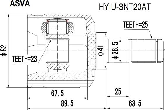 ASVA HYIU-SNT20AT - Шарнирный комплект, ШРУС, приводной вал autosila-amz.com