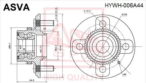 ASVA HYWH-006A44 - Ступица колеса, поворотный кулак autosila-amz.com