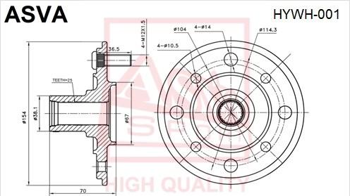 ASVA HYWH-001 - Ступица колеса, поворотный кулак autosila-amz.com