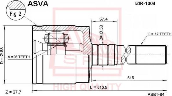 ASVA ISIR-1004 - Шарнирный комплект, ШРУС, приводной вал autosila-amz.com