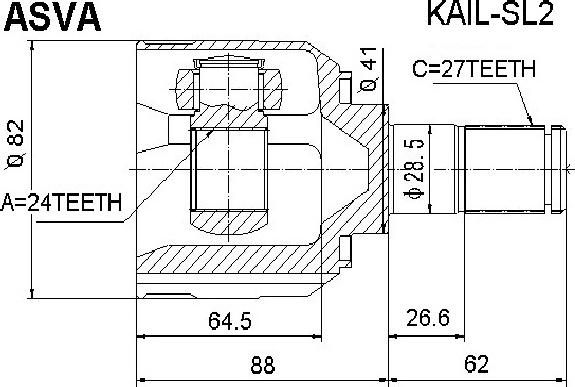 ASVA KAIL-SL2 - Шарнирный комплект, ШРУС, приводной вал autosila-amz.com