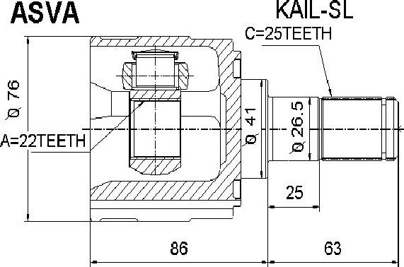 ASVA KAIL-SL - Шарнирный комплект, ШРУС, приводной вал autosila-amz.com