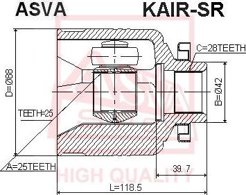 ASVA KAIR-SR - Шарнирный комплект, ШРУС, приводной вал autosila-amz.com