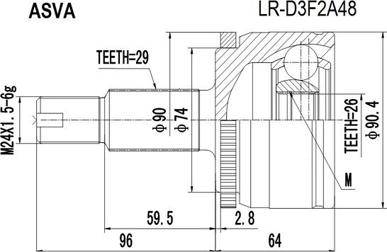 ASVA LR-D3F2A48 - Шарнирный комплект, ШРУС, приводной вал autosila-amz.com