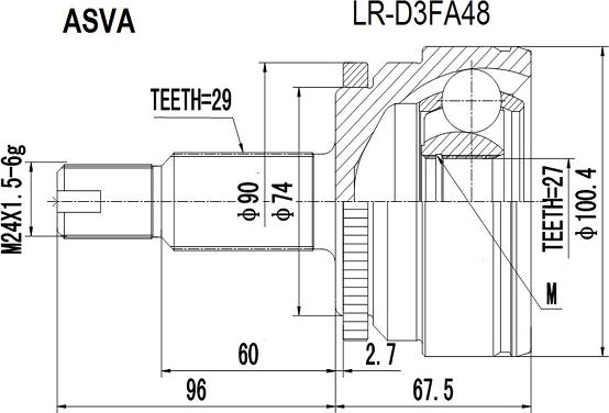 ASVA LR-D3FA48 - Шарнирный комплект, ШРУС, приводной вал autosila-amz.com