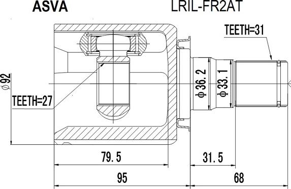 ASVA LRIL-FR2AT - Шарнирный комплект, ШРУС, приводной вал autosila-amz.com